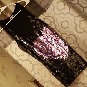 Studio Y size large sequin black with purple heart tee or dress